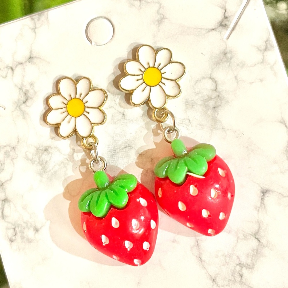 Strawberry Floral Earrings
